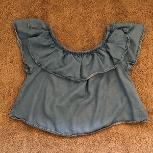 Forever 21 Denim Off Shoulder Crop Top